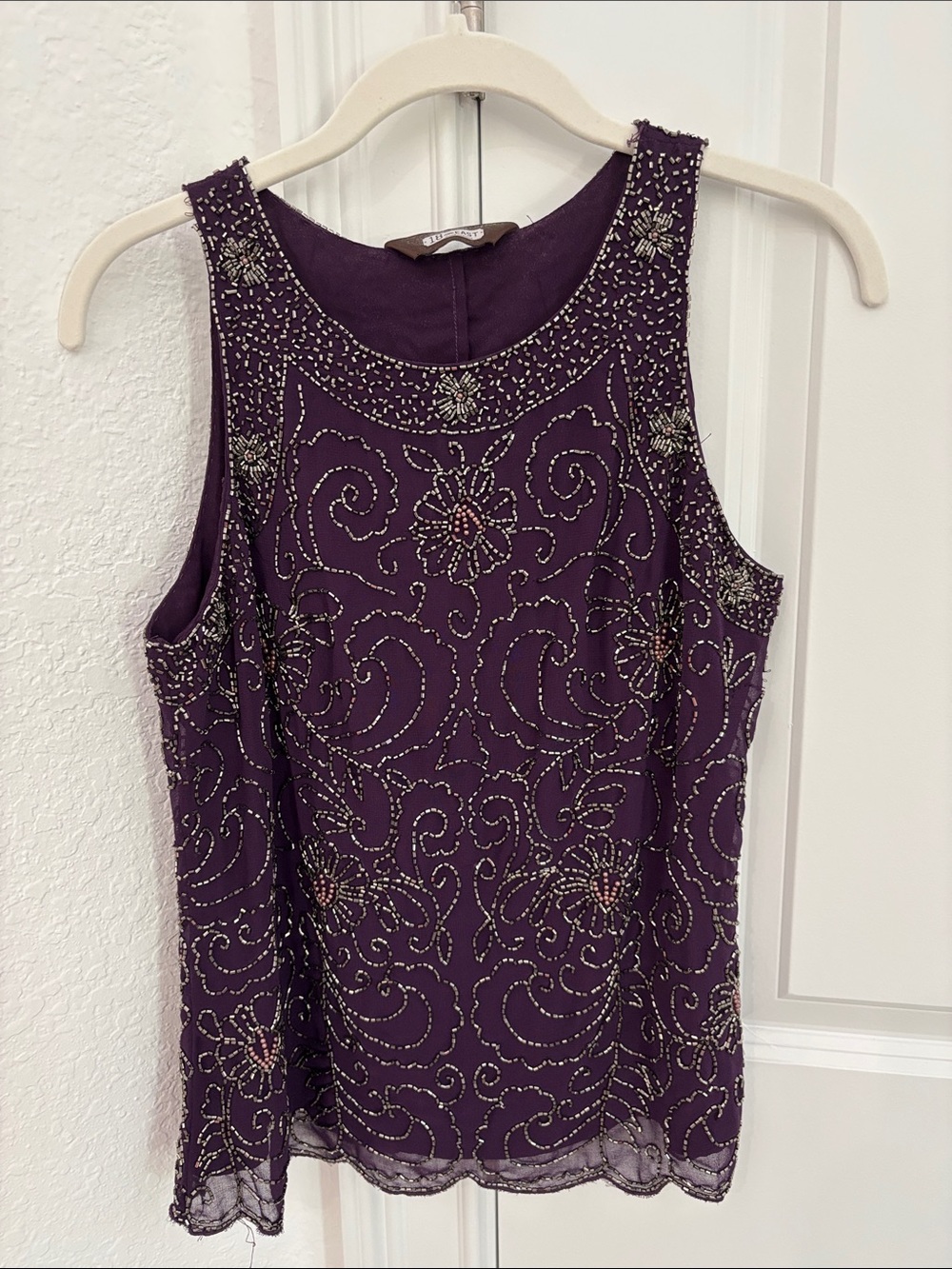 18 and East Embellished Purple Beaded Tank Top